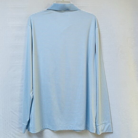 Coolibar Polo Shirt Mens Large Long Sleeve UPF 50 Golf Stripe Erodym Active Blue - Picture 5 of 11